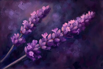 close up shot of beautiful lavender painting illustrations for wall art decoration, wallpaper and background
