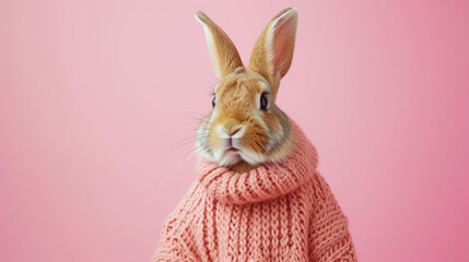 Adorable Bunny in Knit Sweater - Cute Animal Portrait for Greeting Cards and Calendars