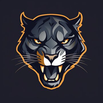 Flat logo vector logo of panther mascot logo gamming logo panther head logo angry panther roaring panther