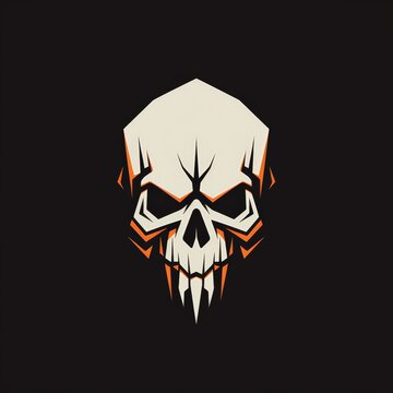 Flat logo vector logo of Skull mascot logo gamming logo head skull scary
