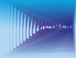 composition of planes and geometric shapes with shades of purple and blue as visual communication design elements