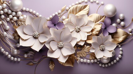 3D Wallpaper Design with Floral 