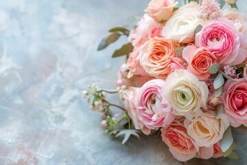 Bridal Bouquet of Pink and White Roses