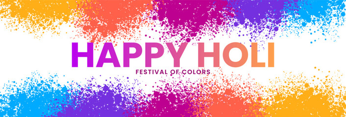 Happy Holi Festival of Colors background design. Colorful Happy Holi text banner. Vector illustration