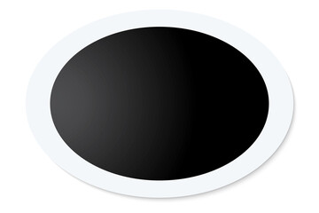 White oval or ellipse with black inside, complete with shadow. Pattern illustration Picture frame with copy space or empty. transparent background png