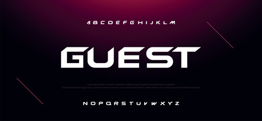 Guest Modern font design, trendy alphabet letters and numbers vector illustration