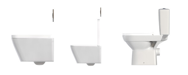 Lavatory pan isolated on a transparent background, bidet, 3D illustration, and CG render
