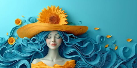 Sunflower Hat Lady Generative AI