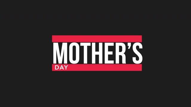 A striking logo for a Mother's Day event, featuring a red and white banner with Mother's Day in white letters on a bold black background