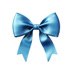 Blue bow and ribbon on transparent background. Generative ai design.