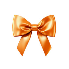 Orange bow and ribbon on transparent background. Generative ai design.
