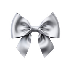 Silver bow and ribbon on transparent background. Generative ai design. - obrazy, fototapety, plakaty
