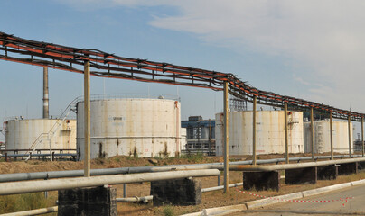 Fototapeta premium Atyrau Oil Refinery is one of the three leading oil refineries in Kazakhstan. September 14, 2007