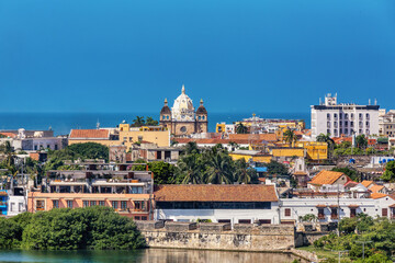 Fototapeta na wymiar Urban skyline of Cartagena de Indias city on the Caribbean coast of Colombia