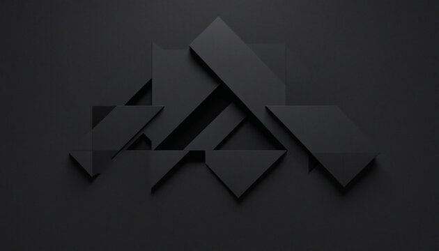 Abstract geometric composition, dark background design, 3d render