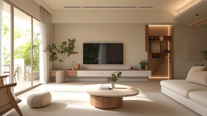 Fototapeta na wymiar modern living room with a tv and sofa