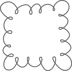 Scallop edge square frame. Shape with lace border. Cute hand drawn doodle box with frill. Outline