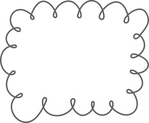 Scallop edge rectangle frame. Shape with lace border. Cute hand drawn doodle box with frill. Outline