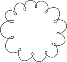 Scallop edge rectangle frame. Shape with lace border. Cute hand drawn doodle box with frill. Outline