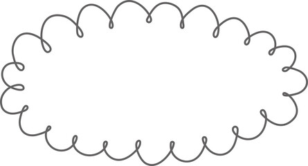 Scallop edge rectangle frame. Shape with lace border. Cute hand drawn doodle box with frill. Outline