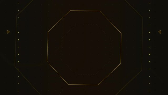 Abstract black and gold geometric pattern with hexagons arranged in a grid. Golden outlines on black background offer an elegant and intricate design