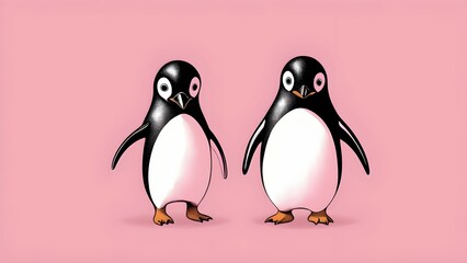 Obraz premium minimalistic drawing of a cartoon penguin . for a children's postcard