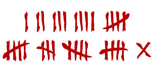 set of tally mark count lines isolated. 3D Illustration