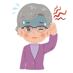 頭が痛いシニア女性