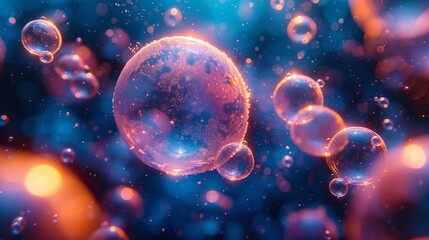 Glowing Bubbles in Space A Celestial Splash of Color and Light Generative AI