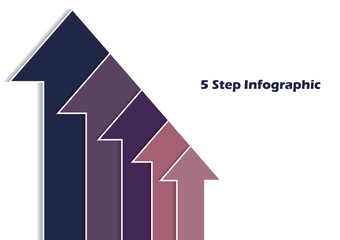 ビジネス向けインフォグラフィック　フェーズ1 2 3 4 5の5段階の矢印のイラスト