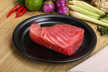 Raw fresh tuna steak for grill