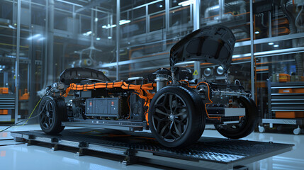 Fototapeta premium Electric Vehicle Powertrain and Battery System