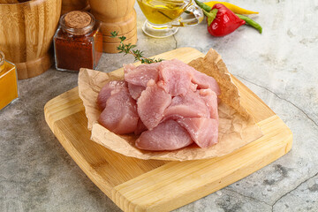 Raw turkey breat fillet cubes