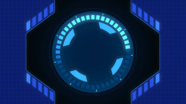 A futuristic computer interface in blue, with glowing lines. This sci-fi image suggests advanced technology or virtual reality in a futuristic world