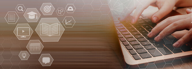  E-learning, education, online exam concept. Choose correct answer. Education internet online digital technology concept