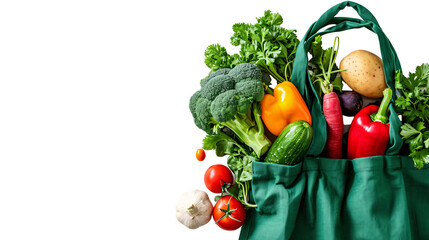 a green bag full of vegetables - Powered by Adobe