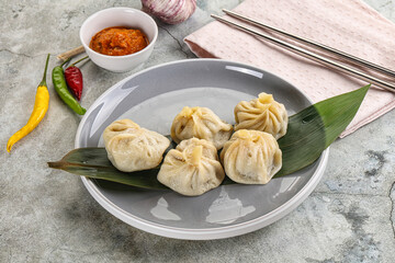 Chinese traditional steamed dumpligs momo