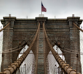 The Brooklyn Bridge linking the boroughs of Manhattan and Brooklyn in New York City (USA) was the...