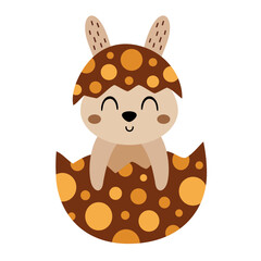 Boho Easter bunny clipart. Happy Easter clip art in cartoon flat style, perfect for scrapbooking, stickers, tags, greeting cards, party invitations, decor. Vector illustration.