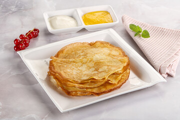 Sweet homemade thick baked pancakes
