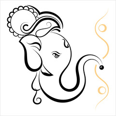 Ganesha The Lord Of Wisdom Calligraphic Style M_2204004