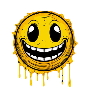 a yellow cartoon sun with a smiling face