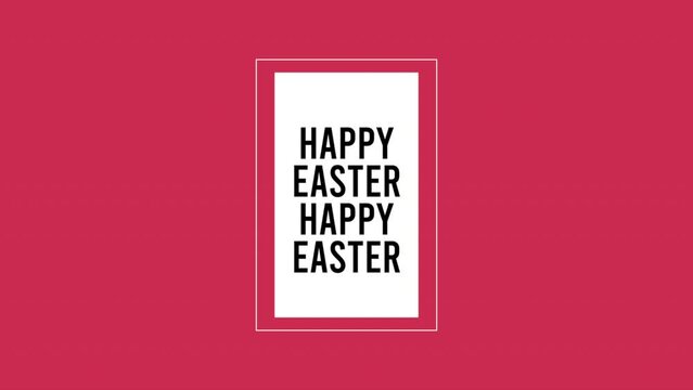 A festive red background with happy easter written in white letters in a rectangular shape. Perfect for sending Easter greetings or messages