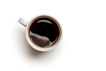 Coffee Cup on White Background, High Angle Wiew. Clipping Path Included 