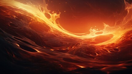 Fiery Whorls: Vivid Waves of Flame Dancing in the Depths of Night - Generative AI - obrazy, fototapety, plakaty