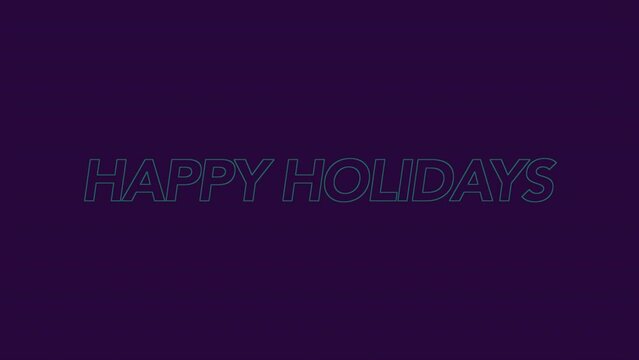 A minimalist and festive image with a purple background and simple white letters saying Happy Holidays in a central position. Perfect for sharing joy and season's greetings