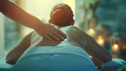 Fensteraufkleber Massagesalon woman reiceiving massage at the spa 