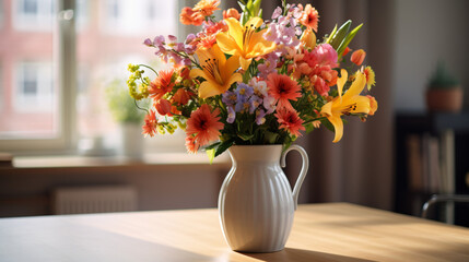 Vase with flowers on the table