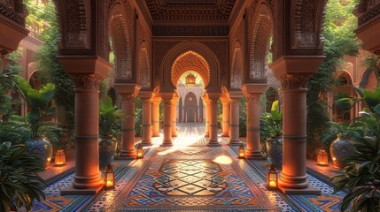 Arabian Nights A Majestic Archway Leads to a Grand Courtyard Generative AI