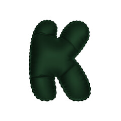 3D deep dark green color helium balloon letter K